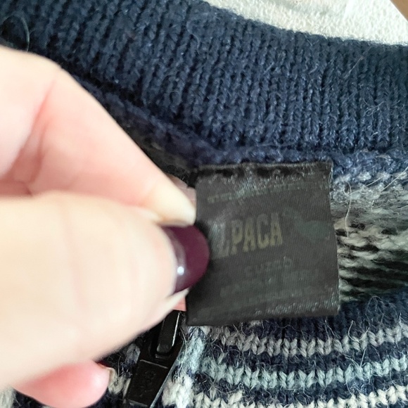 Alpaca Zipped Knit cardigan Sweater Alpaca Wool Fair Isle Hygge Southwestern L - Picture 2 of 14
